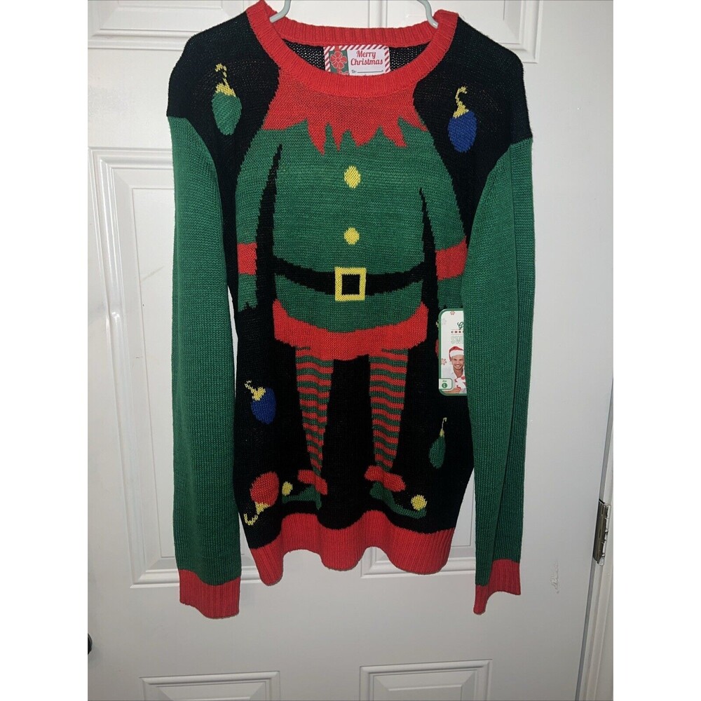 NWT Great Christmas Sweater Elf Ugly Christmas Sweater Women Size L Knit F608